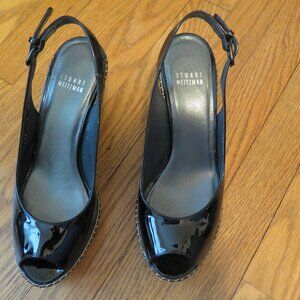Stuart Weitzman Black Patent leather Platform Sandels